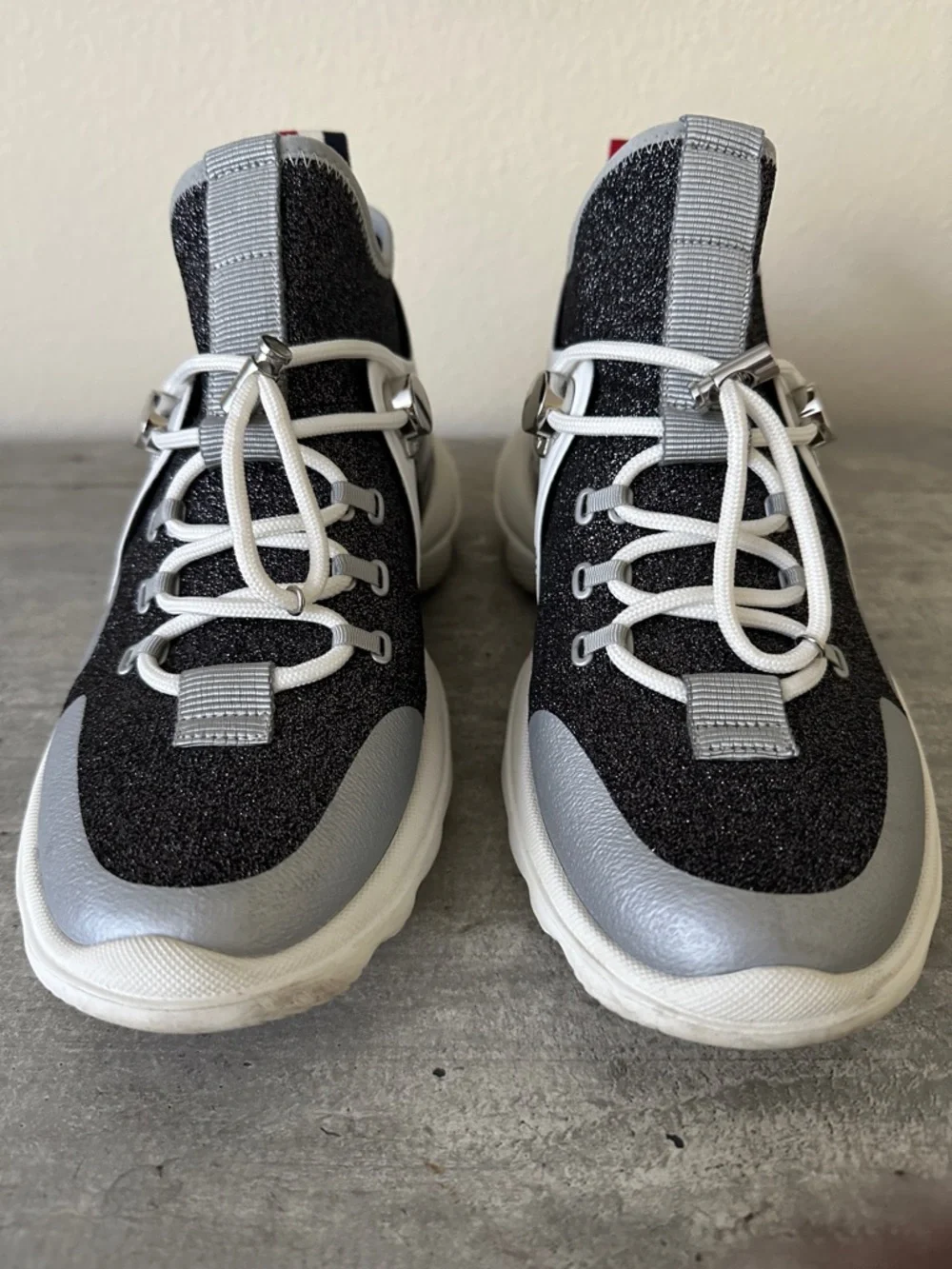 Moncler Black, Silver & White Thelma Sneakers Trainers Size 38 - Picture 2 of 10